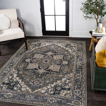 Cirali Ornate Large Medallion Washable Area Rug